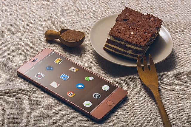 dessert and a mobile phone