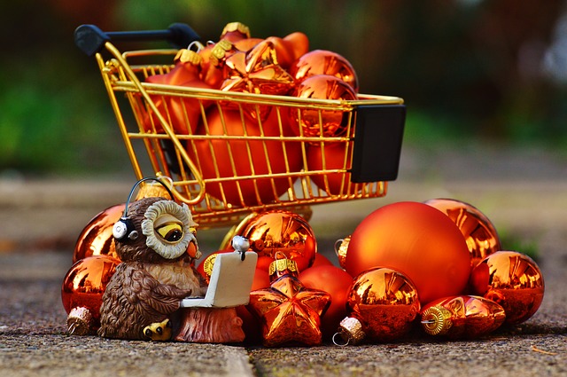 miniature shopping cart with onion bulbs